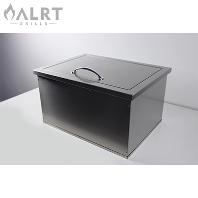 Ice bin outdoor kitchen cabinet