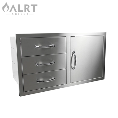 Combo door-drawer outdoor kitchen cabinet